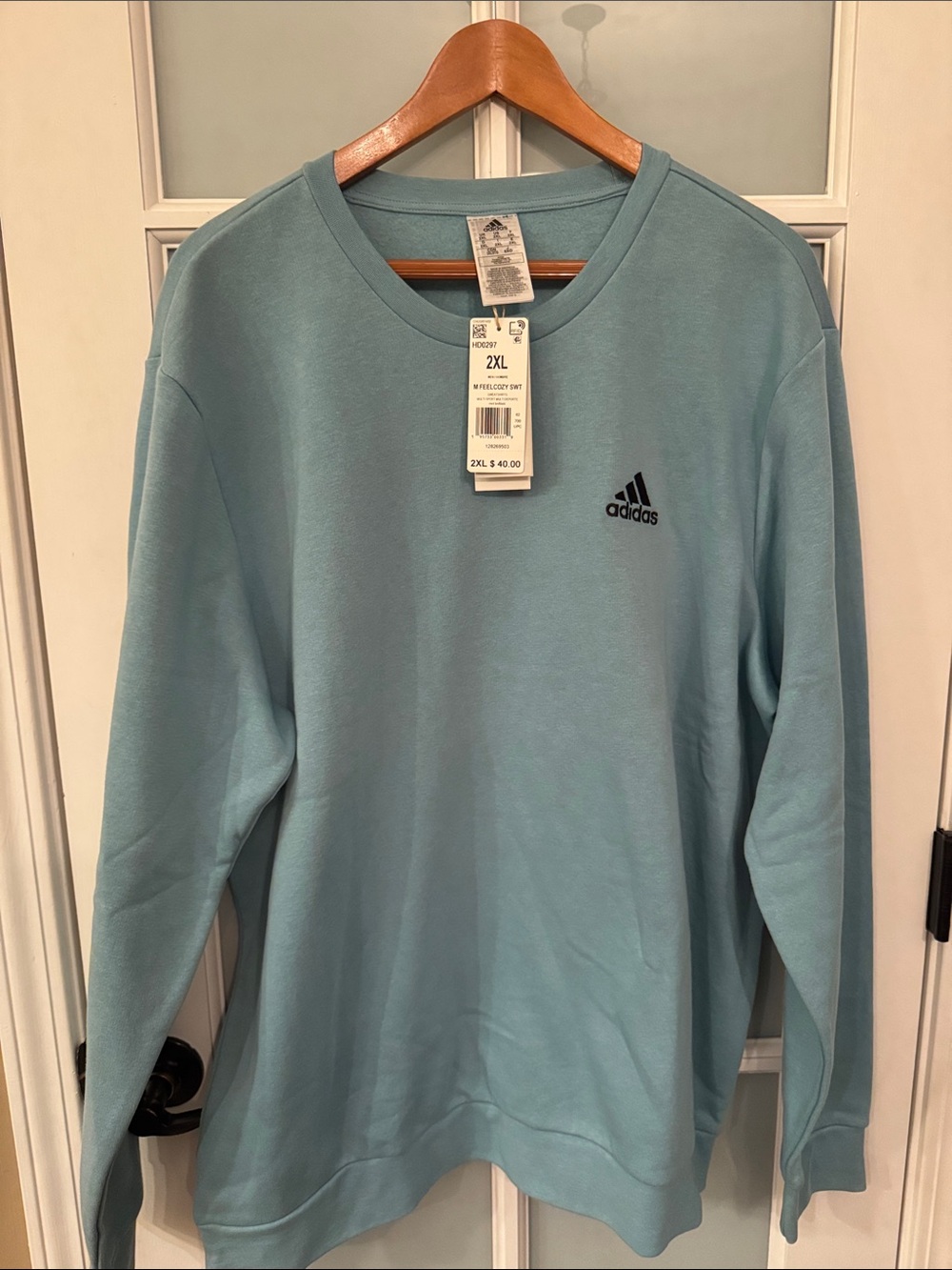 adidas Men’s Light Teal Crewneck Sweatshirt - 2XL